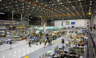 The Boeing Co. 737 MAX airplane stands on the production line at the company's manufacturing facility in Renton.
