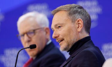 Germany's finance minister ﻿Christian Lindner speaks on a panel at the World Economic Forum in Davos