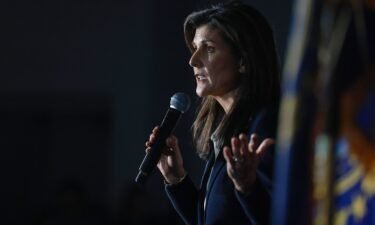 Republican presidential candidate Nikki Haley speaks during a campaign event in Manchester