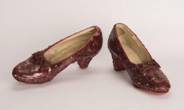 A pair of ruby slippers featured in the classic 1939 film "The Wizard of Oz" and stolen from the Judy Garland Museum in Grand Rapids