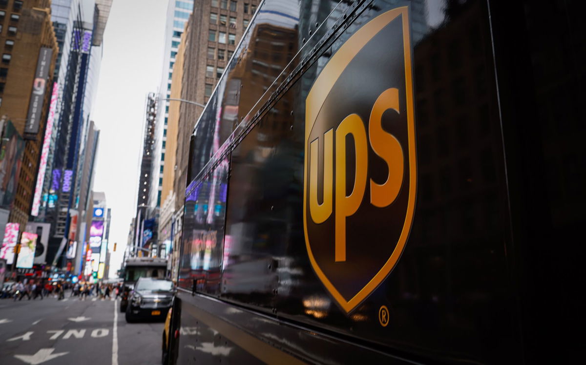 <i>Kena Betancur/VIEWpress/Getty Images</i><br/>A UPS truck is parked on a street in Midtown Manhattan on August 07