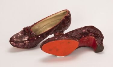 A pair of ruby slippers featured in the classic 1939 film The Wizard of Oz and stolen from the Judy Garland Museum in Grand Rapids