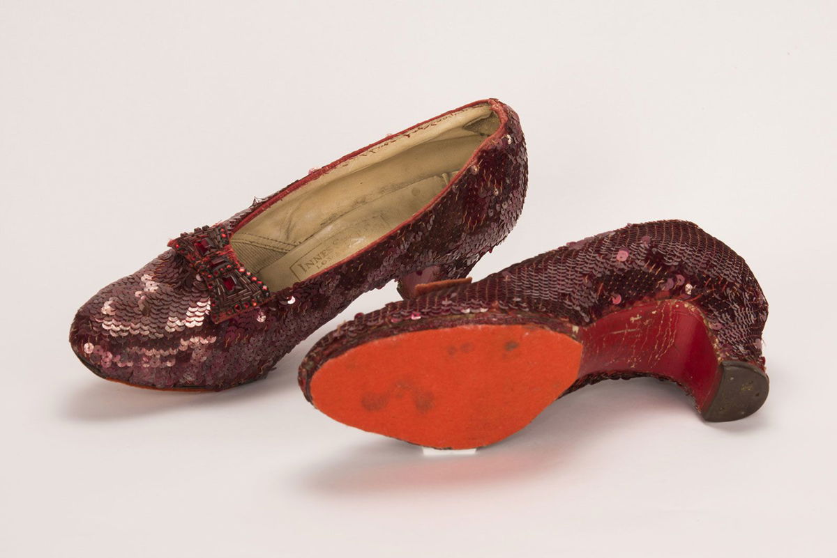 <i>FBI/Handout via Reuters</i><br/>A pair of ruby slippers featured in the classic 1939 film The Wizard of Oz and stolen from the Judy Garland Museum in Grand Rapids