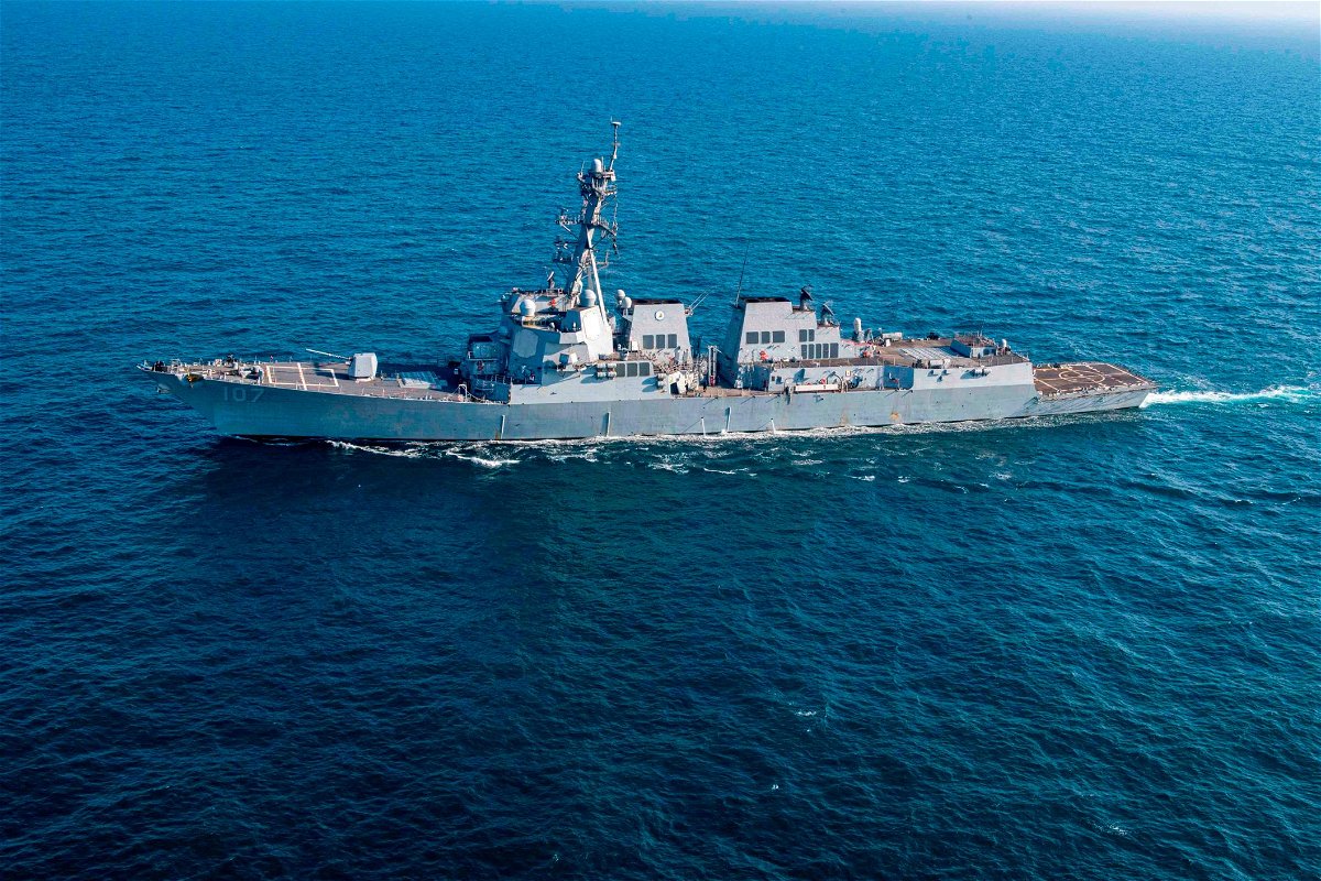 <i>Mass Communication Specialist 3rd Class Janae Chambers/US Navy</i><br/>US warship had close call with Houthi missile in Red Sea seen here the guided-missile destroyer USS Gravely (DDG 107) sailing in the Arabian Gulf on December 5