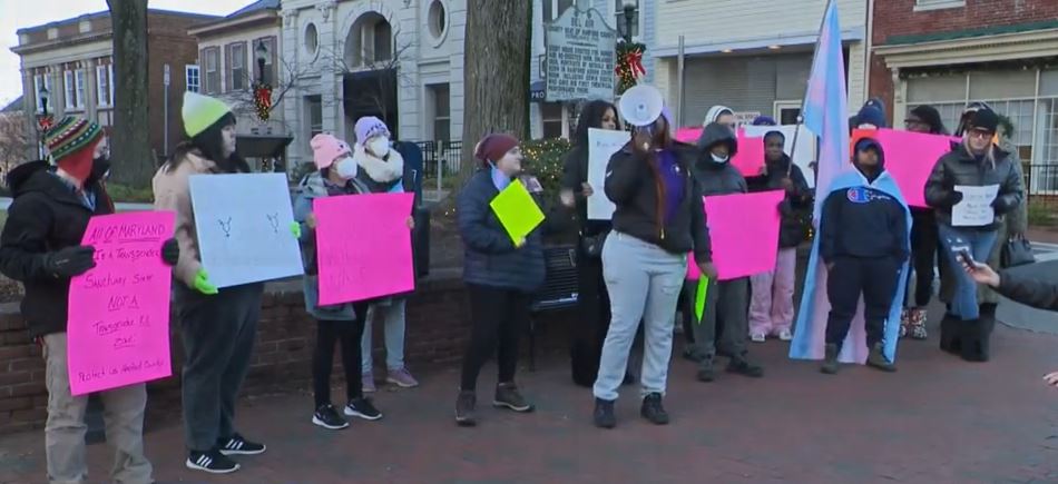 <i></i><br/>People gathered outside a Harford County courthouse to protest a judge's decision to release a man charged with killing Meghan Riley Lewis