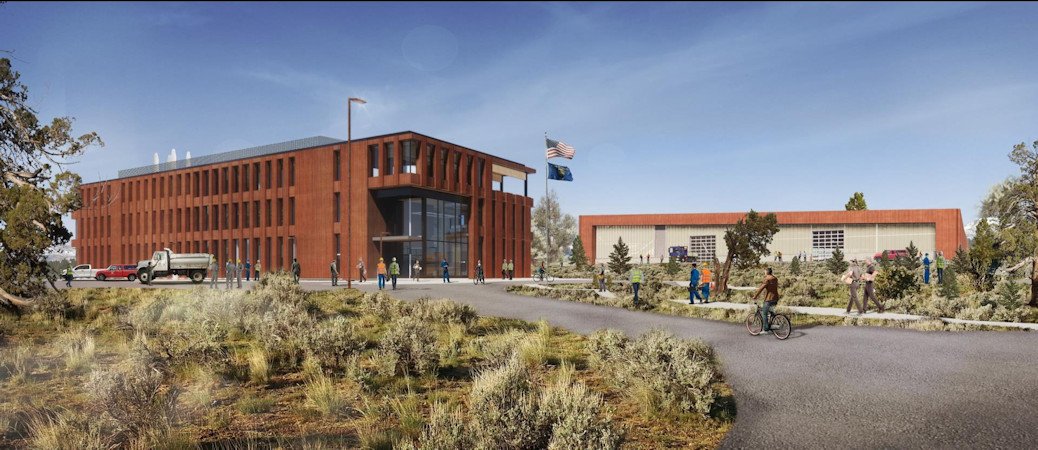 Photo rendering of planned City of Bend Public Works Campus at Juniper Ridge.