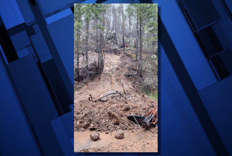 The combination of wind and rain can cause debris slides like this one.