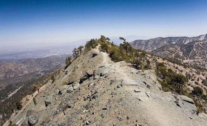 Mt Baldy - seen in this file picture without snow - lies 50 miles northeast of Los Angeles, in San Bernardino County.