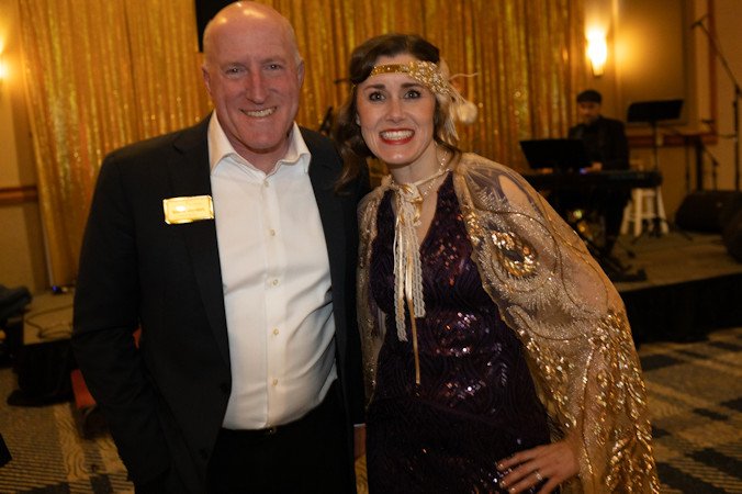 St. Charles President and CEO Dr. Steve Gordon and Dr. Jinnell Lewis, Three Sisters Residency Program Director, celebrate during the Saints Gala annual fundraiser for the St. Charles Foundation and to benefit the new graduate residency program in Madras.