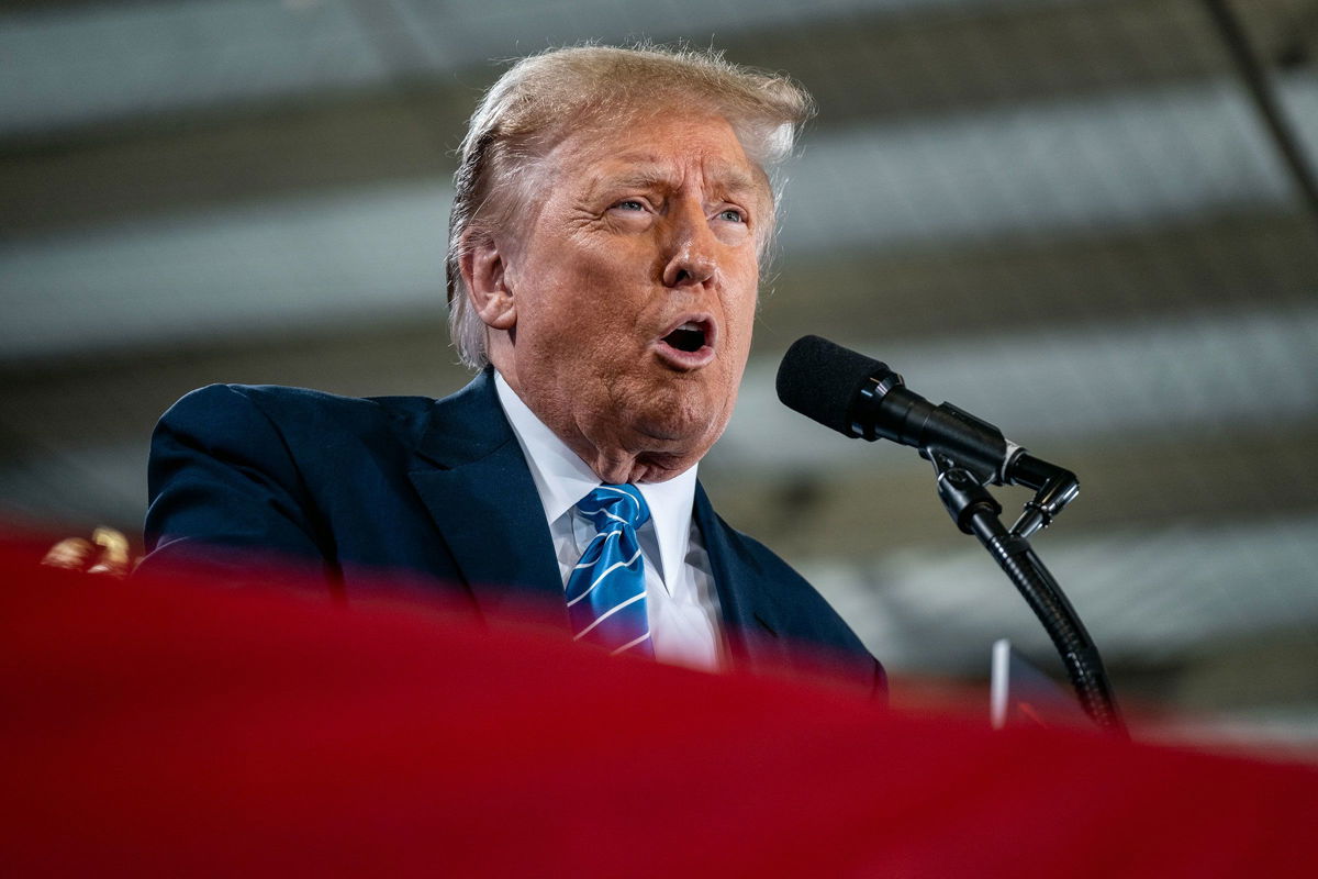 <i>Jordan Gale/The New York Times/Redux</i><br/>Former President Donald Trump addresses the crowd during a rally at Big League Dreams Sports Park in Las Vegas