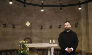 Father Nikodemus Schnabel is pictured in the Church of the Multiplication in Tabgha