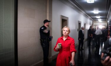 Rep. Victoria Spartz departs a House Republican caucus meeting on Capitol Hill in Washington