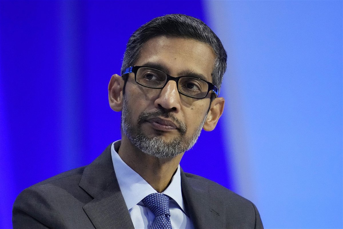<i>Eric Risberg/AP</i><br/>A blockbuster lawsuit by the US government against Google’s ad business will go to trial in September. Pictured in 2023 is Sundar Pichai