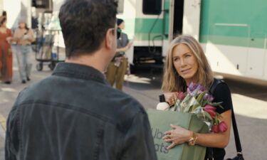 David Schwimmer and Jennifer Aniston in an Uber Eats Super Bowl LVIII ad.