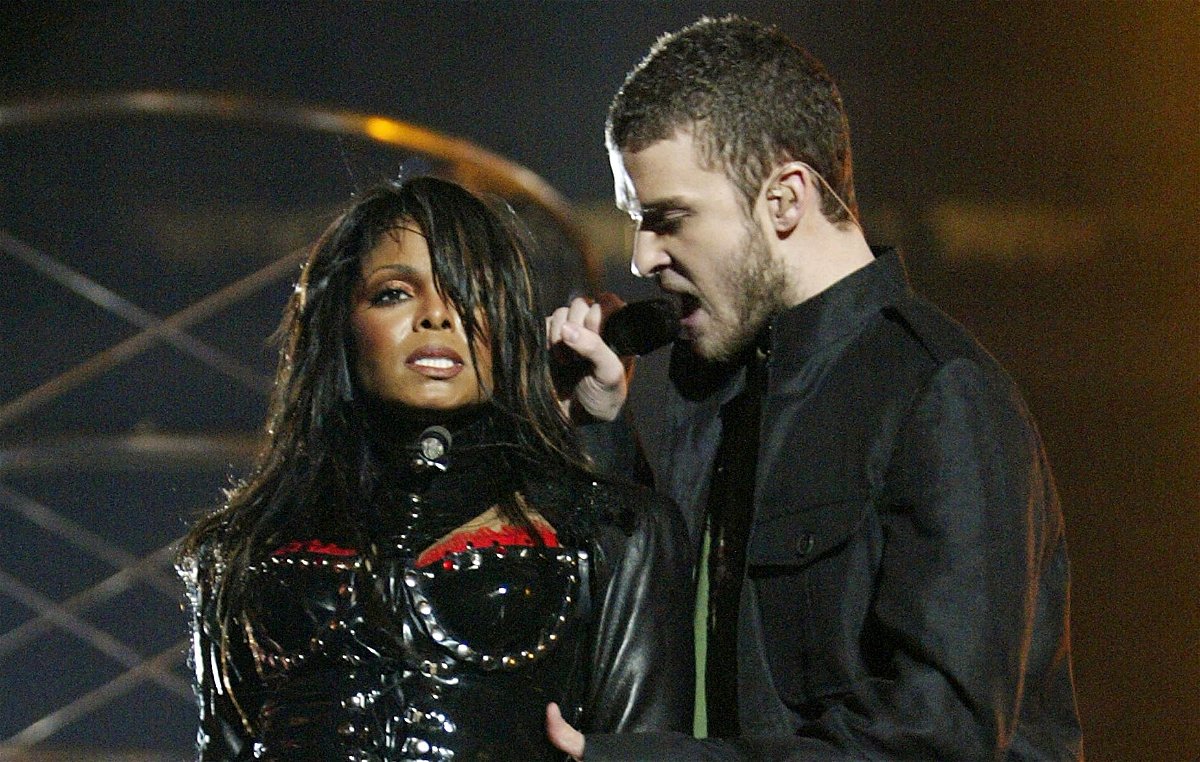 <i>Frank Micelotta/Getty Images</i><br/>Janet Jackson and Justin Timberlake perform during the halftime show at Super Bowl XXXVIII between the New England Patriots and the Carolina Panthers at Reliant Stadium on February 1