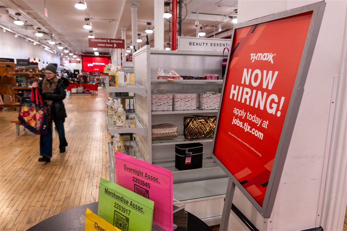 <i>Spencer Platt/Getty Images</i><br/>A 'now hiring' sign is displayed in a retail store in Manhattan on January 05