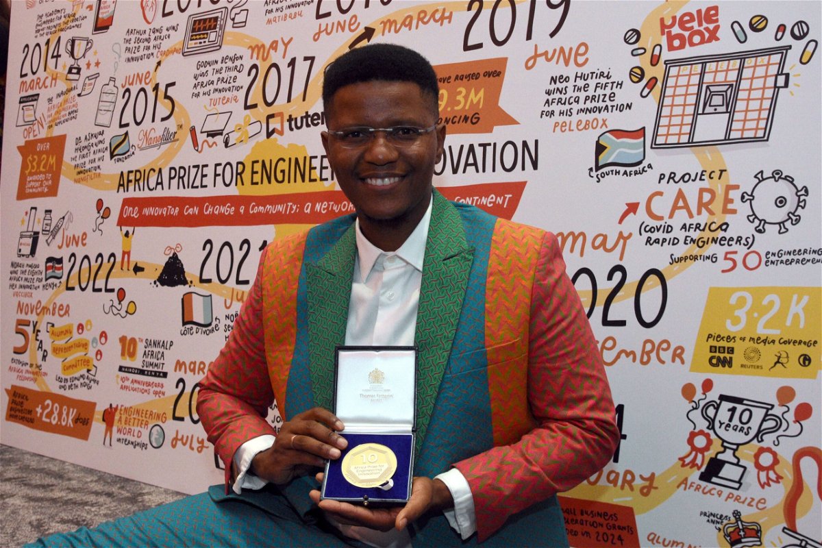 <i>The Royal Academy of Engineering</i><br/>South African entrepreneur Neo Hutiri is awarded the Royal Academy of Engineering's special medal to mark 10 years of the Africa Prize for Engineering Innovation.
