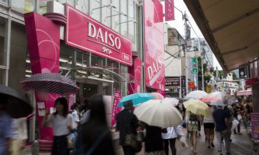 The founder of Daiso Industries has died. Pictured is a Daiso store in the Harajuku area of Tokyo