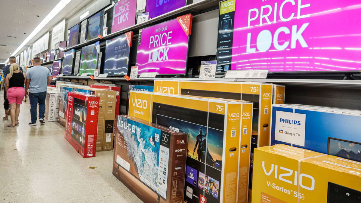 <i>Jeffrey Greenberg/Universal Images Group via Getty Images</i><br/>Vizio televisions are seen for sale at a Walmart in Miami in 2023.
