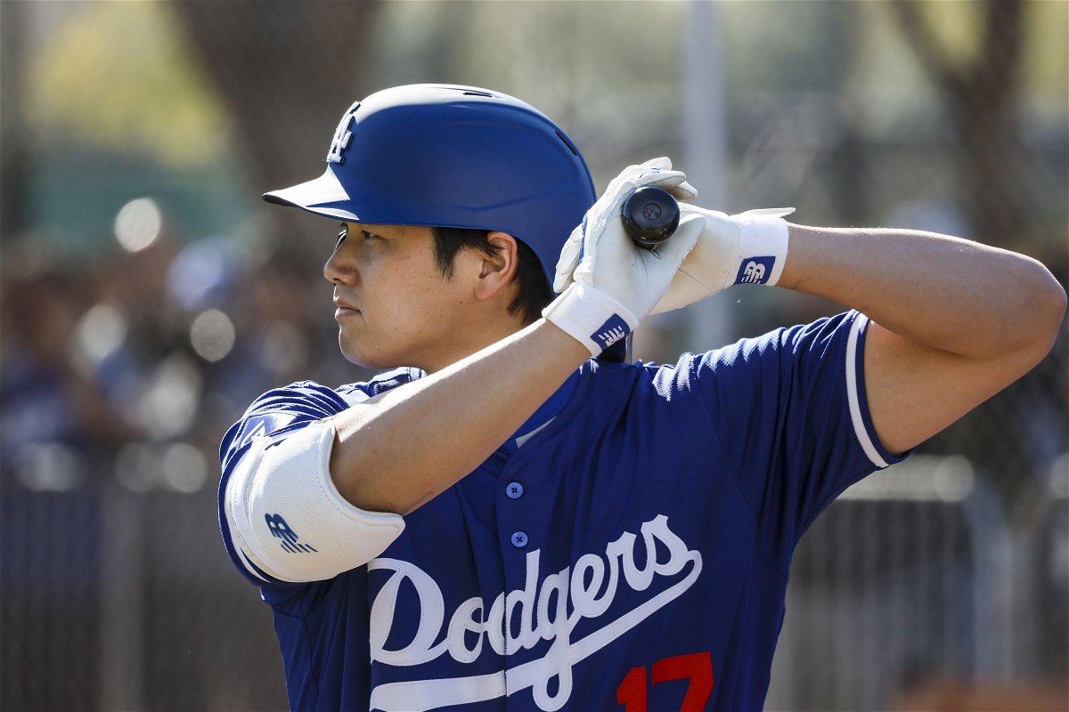 <i>Robert Gauthier/Los Angeles Times/Getty Images via CNN Newsource</i><br/>Shohei Ohtani stands in the batter's box during a Los Angeles Dodgers Spring Training practice session.