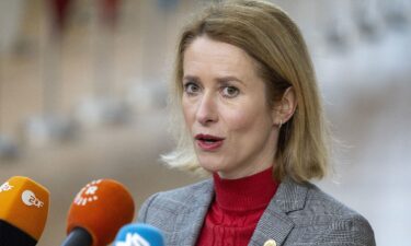 Estonia's Prime Minister Kaja Kallas attends a European Council summit in Brussels on February 1.