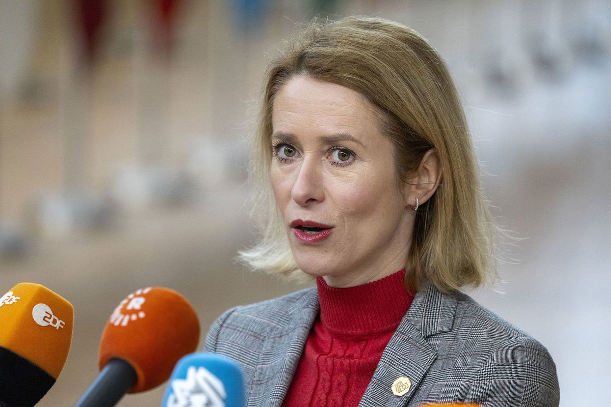 <i>Nicolas Maeterlinck/Belga Mag/AFP/Getty Images</i><br/>Estonia's Prime Minister Kaja Kallas attends a European Council summit in Brussels on February 1.