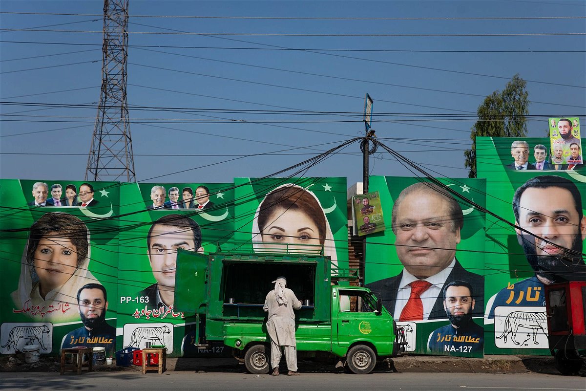 <i>Aamir Qureshi/AFP/Getty Images</i><br/>Pakistan Muslim League supporters attend an election campaign rally in Kasur