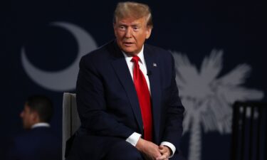 Republican presidential candidate former President Donald Trump speaks during a Fox News town hall at the Greenville Convention Center on February 20