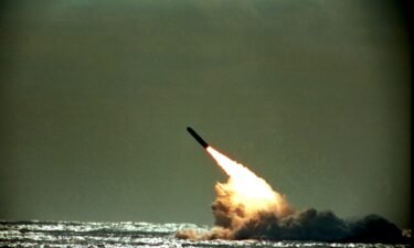 A Trident II missile is launched by the US navy during a test in 1989.