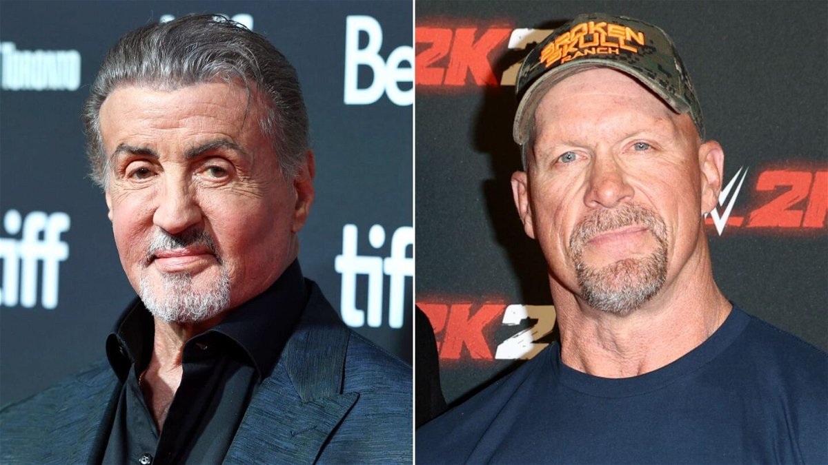 <i>undefinedGetty Images</i><br/>Sylvester Stallone was filming a fight scene with wrestler Steve Austin