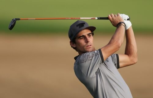Joaquin Niemann in action at the 2024 Hero Dubai Desert Classic at Emirates Golf Club in Dubai