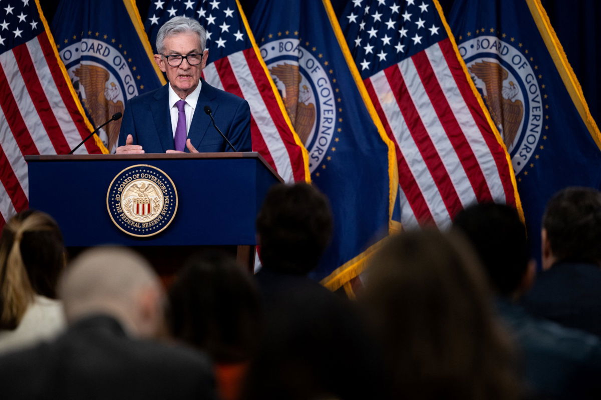 <i>Julia Nikhinson/AFP/Getty Images via CNN Newsource</i><br/>US Federal Reserve chair Jerome Powell holds a news conference after a Federal Open Market Committee meeting in Washington