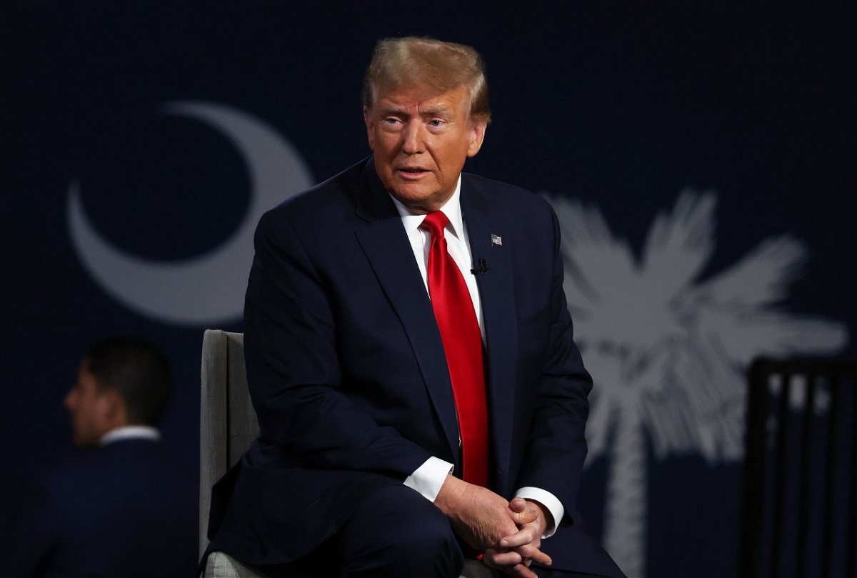<i>Justin Sullivan/Getty Images via CNN Newsource</i><br/>Former US President Donald Trump speaks during a Fox News town hall at the Greenville Convention Center on February 20