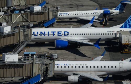 United Airlines aircrafts are parked at Newark Liberty International Airport in Newark