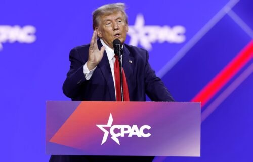 Former President Donald Trump addresses the annual Conservative Political Action Conference in the Washington