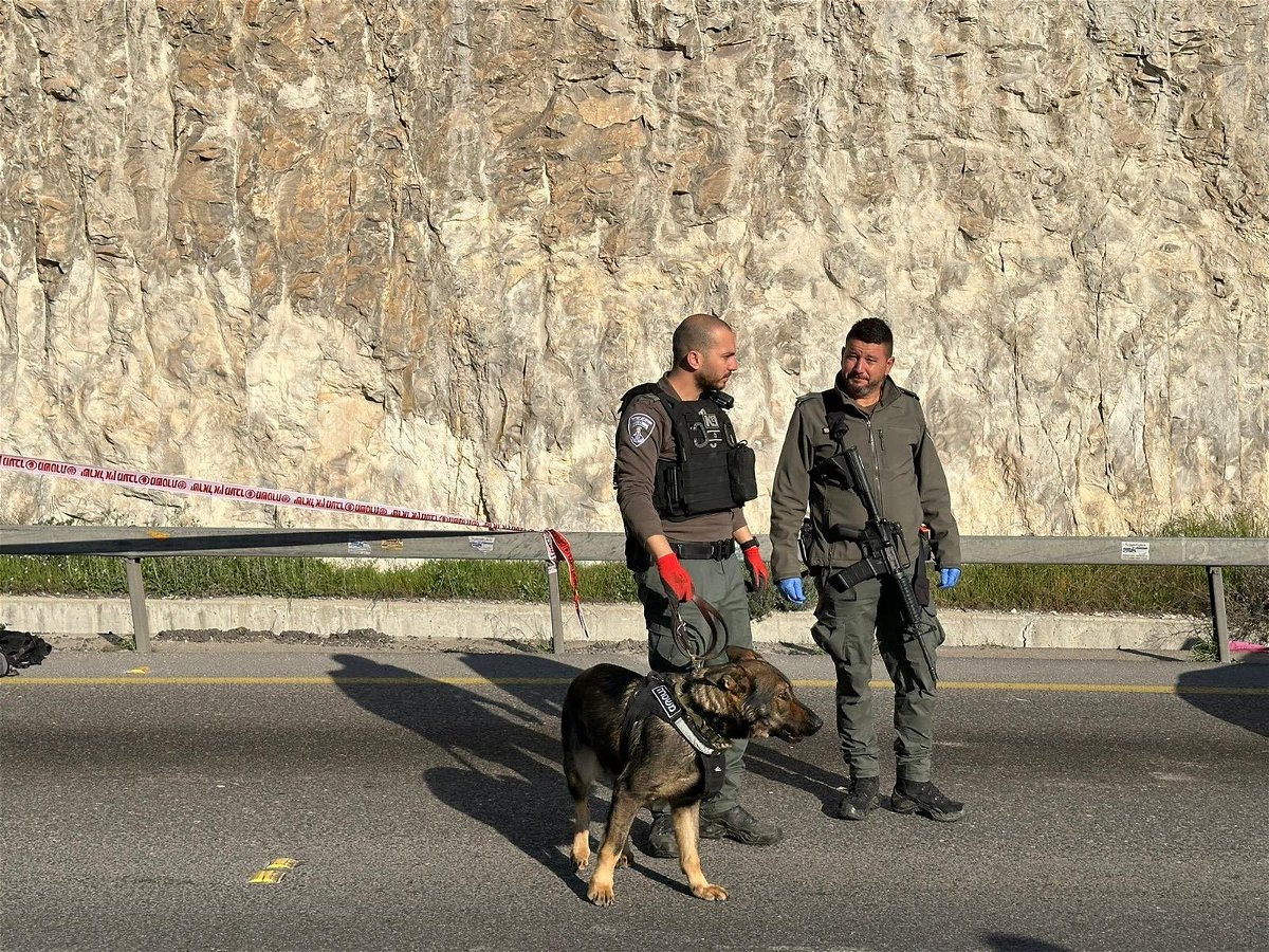<i>Israel Police/Israel Police via CNN Newsource</i><br/>Israeli security personnel patrol following the shooting in the occupied West Bank.