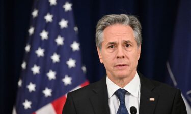 US Secretary of State Antony Blinken looks on as he meets with Argentina's President Javier Milei