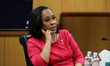 Fulton County District Attorney Fani Willis testifies during a hearing in the case of the State of Georgia v. Donald Trump at the Fulton County Courthouse on February 15