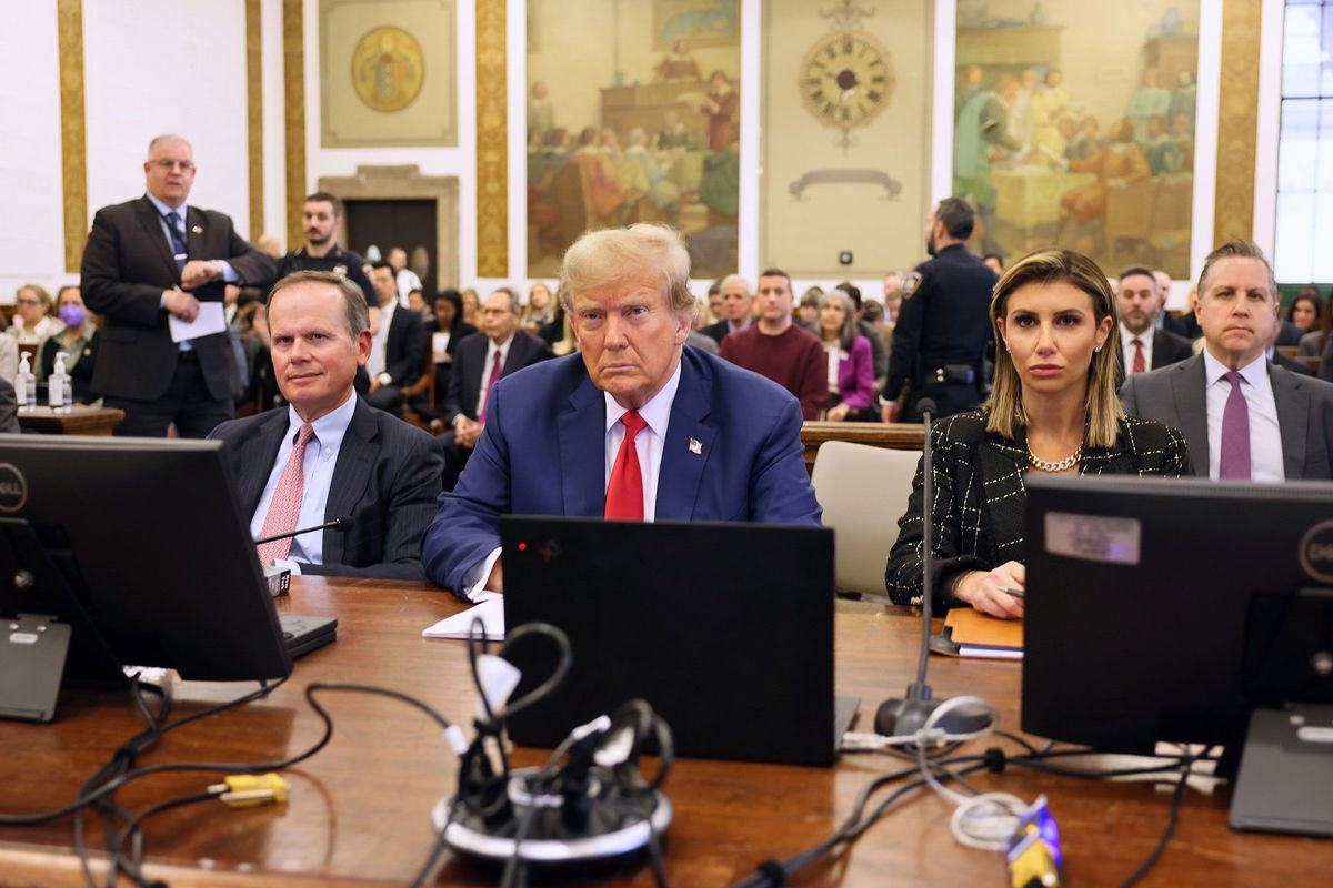 <i>Michael M. Santiago/Getty Images</i><br/>Former President Donald Trump sits in New York State Supreme Court during his civil fraud trial on January 11