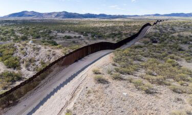 This aerial picture taken in December  2023 shows the US-Mexico border wall in Sasabe