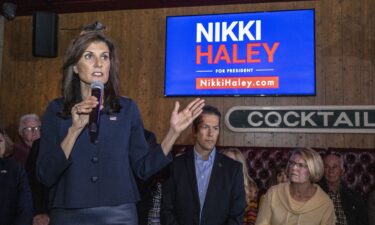 Republican presidential candidate Nikki Haley speaks to supporters during a campaign stop at the Wild Goose Tavern in Costa Mesa on February 7.