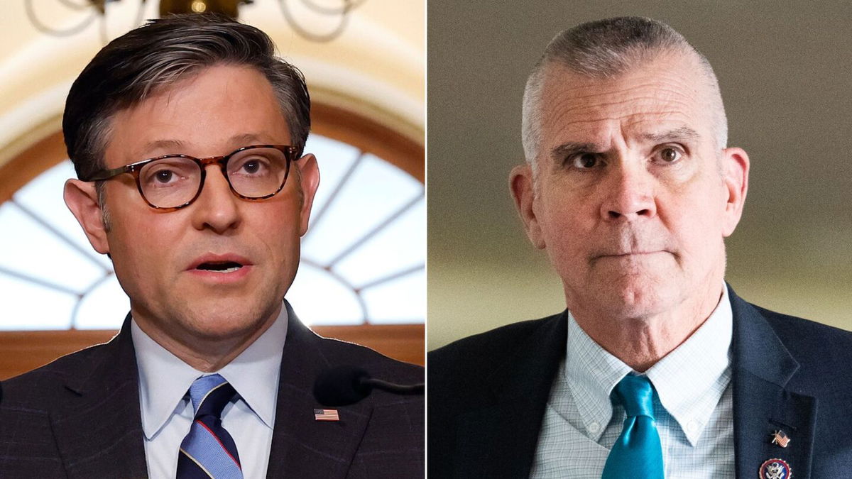 <i>Getty Images</i><br/>House Speaker Mike Johnson and Montana Rep. Matt Rosendale.