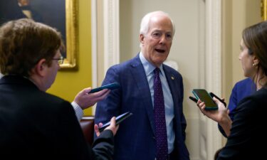 Sen. John Cornyn arrives to a luncheon with Senate Republicans at the US Capitol on February 7