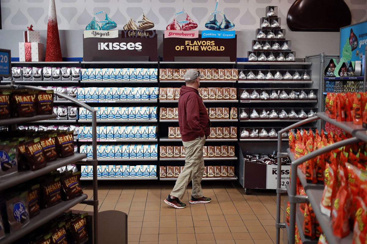 <i>Lindsey Nicholson/UCG/Universal Images Group/Getty Images</i><br/>Heart-shaped gift boxes of chocolates in a Target store aisle in Queens