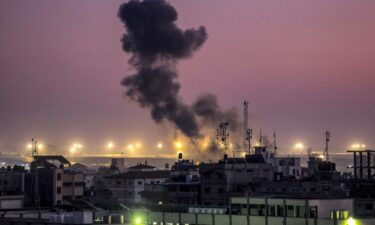 Smoke billows during Israeli bombardment in Rafah on the southern Gaza Strip on February 6