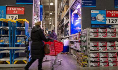 People shop at a home improvement store in Brooklyn on January 25