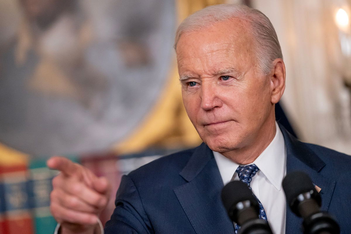 <i>Nathan Howard/Getty Images</i><br/>U.S. President Joe Biden delivers remarks in the Diplomatic Reception Room of the White House on February 8