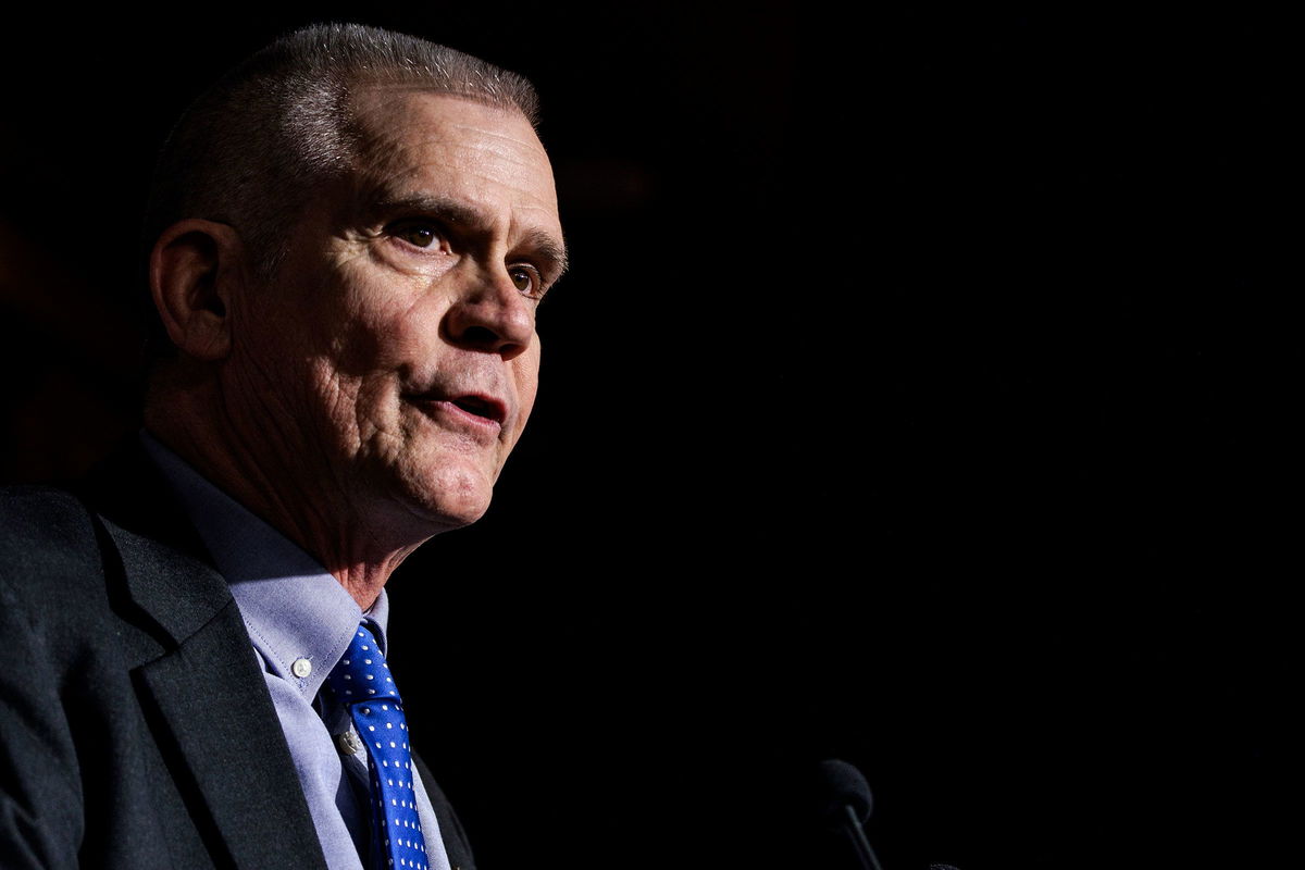 <i>Samuel Corum/Getty Images</i><br/>Montana Rep. Matt Rosendale speaks during a news conference in Washington