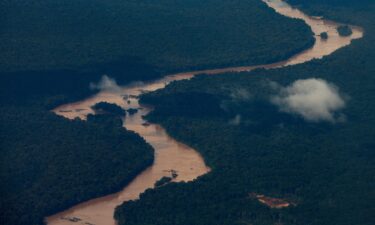 Aerial view of the Essequibo region taken from Guyana on December 12