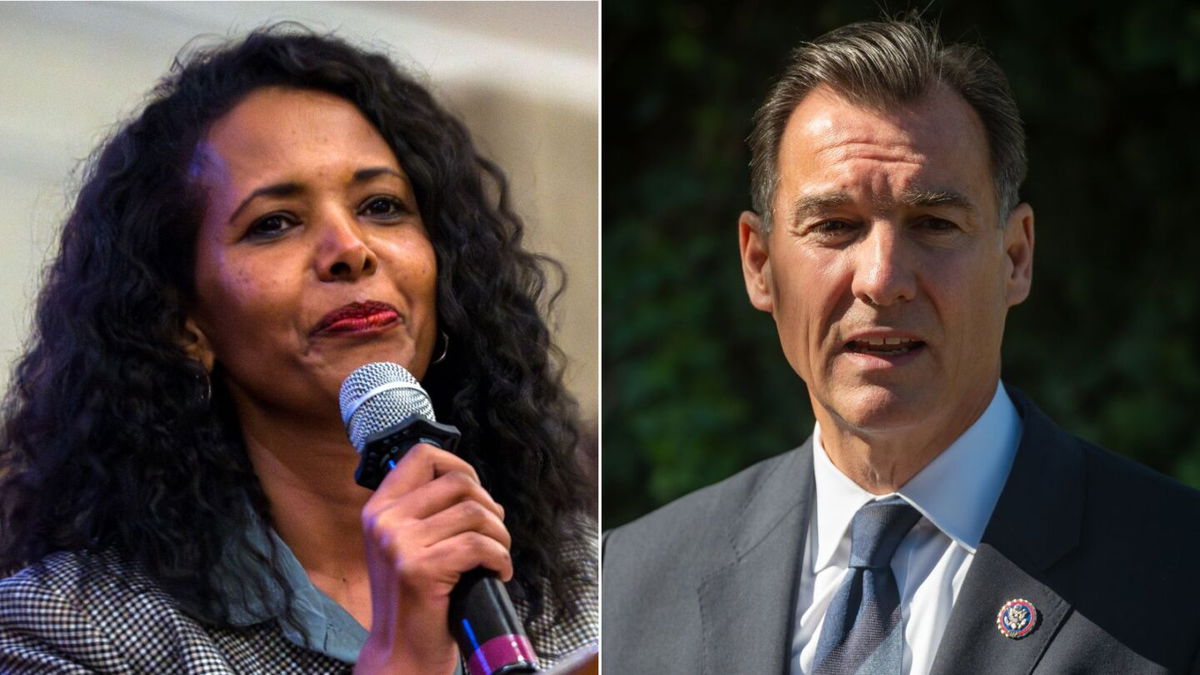 <i>AP/Getty Images</i><br/>Mazi Pilip and Tom Suozzi are running in a special election to replace former Rep. George Santos.